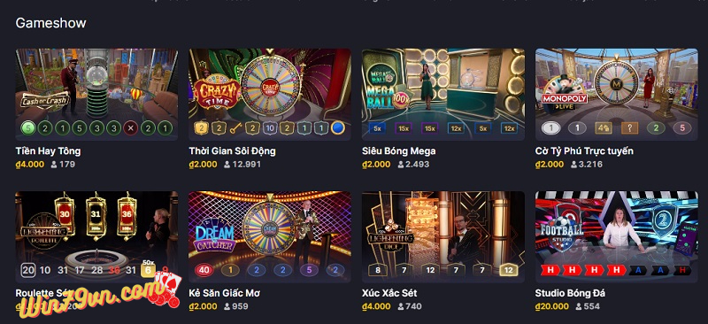 Game Show đa dạng tại Live Casino Win79