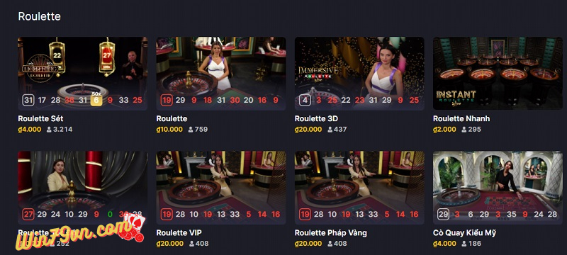 Trò chơi cá cược Roulette tại Live Casino